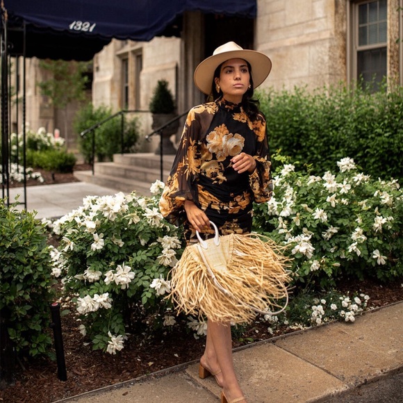 Black Floral Chiffon Mini Dress - Picture 1 of 4